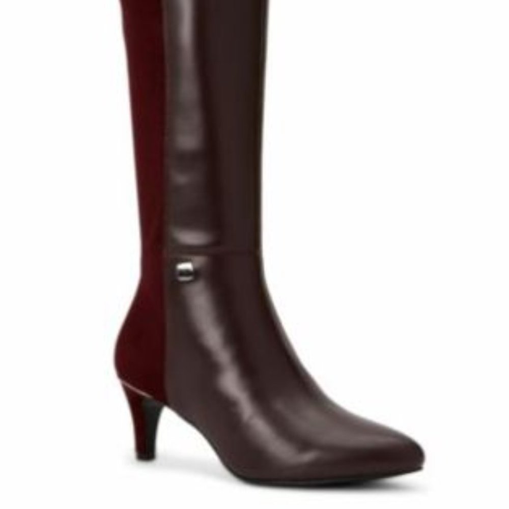 ALFANI Womens Burgundy High-Low Almond Toe Stiletto Zip-Up Dress Heeled Boots